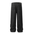 Loose wide leg denim pants with bright stitching