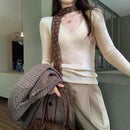 Soft Style Yellow V-Neck Long Sleeve Knit Sweater Women Fitted Slimming Inner Layer Top