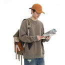 Campus Style Color-blocked Sport Pullover Round Neck Sweatshirt Unisex