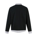 Letter printed shirt collar fake two-piece fleece hoodie