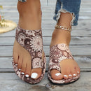 European And American-style Floral-print Open-toe Sandals
