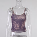 Aesthetic Purple Printed Notched Sleeveless Camisole