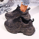 Womens Stylish Versatile Height-increasing Thick-soled Casual Sneakers