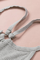 White Striped Henley Tank Tops